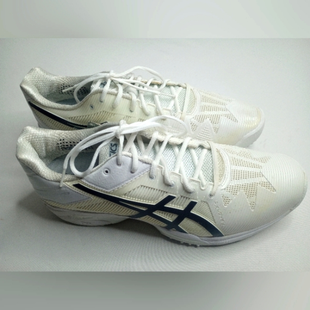 Asics Speed 3 Grass Tennis Shoes Mens size 12.5 White/Dark Grey GEL Solution
